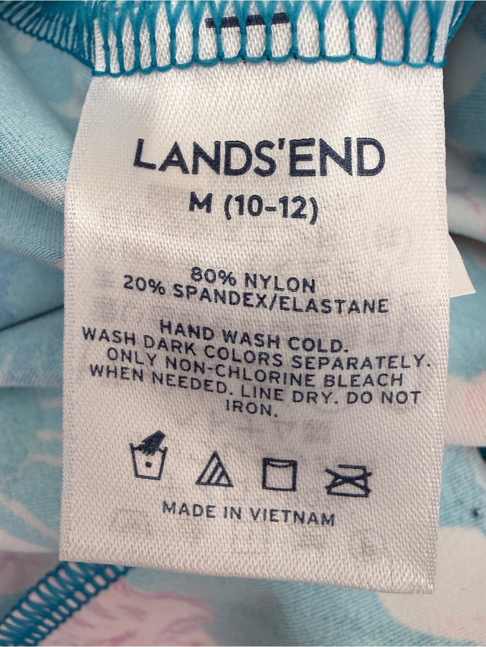 Lands' End NWT Teal Floral Swim Dress / Coverup with Tie Waist UPF 50 / Sz 10-12 - Picture 9 of 10